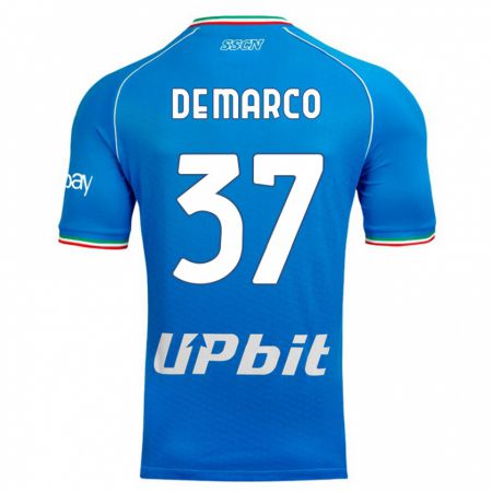 Kandiny Mujer Camiseta Francesco De Marco #37 Cielo Azul 1ª Equipación 2023/24 La Camisa Chile