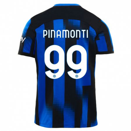 Kandiny Mujer Camiseta Andrea Pinamonti #99 Azul Negro 1ª Equipación 2023/24 La Camisa Chile