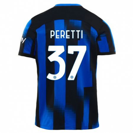 Kandiny Mujer Camiseta Lorenzo Peretti #37 Azul Negro 1ª Equipación 2023/24 La Camisa Chile