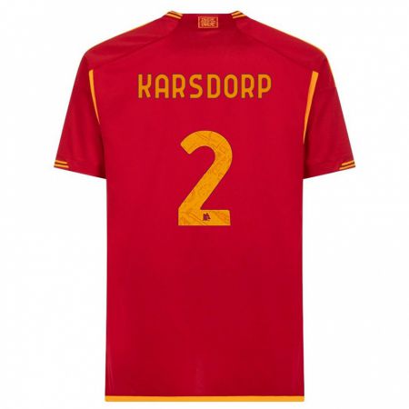 Kandiny Mujer Camiseta Rick Karsdorp #2 Rojo 1ª Equipación 2023/24 La Camisa Chile