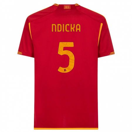 Kandiny Mujer Camiseta Evan Ndicka #5 Rojo 1ª Equipación 2023/24 La Camisa Chile