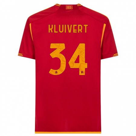 Kandiny Mujer Camiseta Justin Kluivert #34 Rojo 1ª Equipación 2023/24 La Camisa Chile