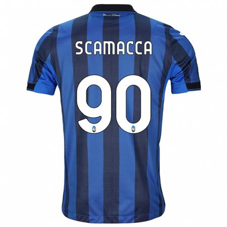 Kandiny Mujer Camiseta Gianluca Scamacca #90 Azul Negro 1ª Equipación 2023/24 La Camisa Chile