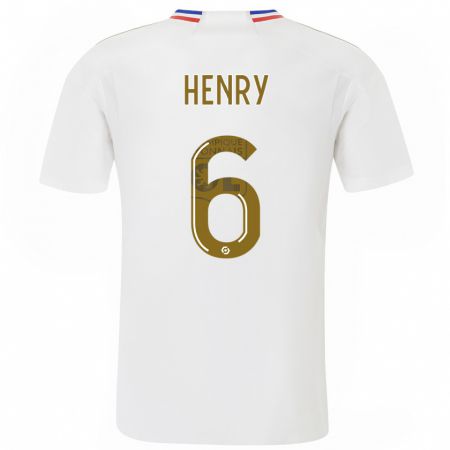 Kandiny Mujer Camiseta Amandine Henry #6 Blanco 1ª Equipación 2023/24 La Camisa Chile