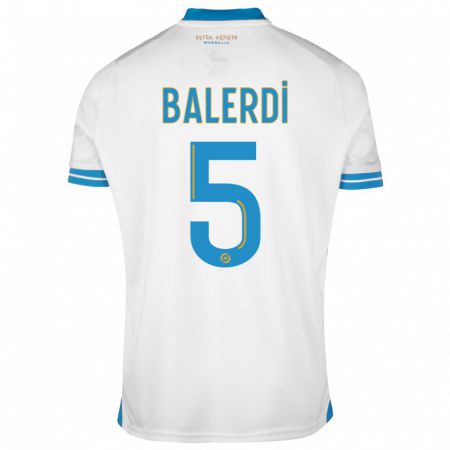 Kandiny Mujer Camiseta Leonardo Balerdi #5 Blanco 1ª Equipación 2023/24 La Camisa Chile