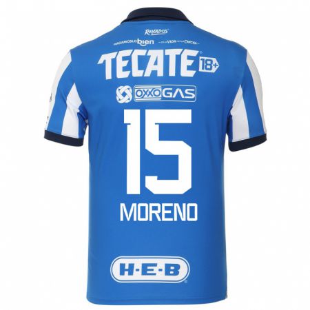 Kandiny Mujer Camiseta Héctor Moreno #15 Azul Blanco 1ª Equipación 2023/24 La Camisa Chile