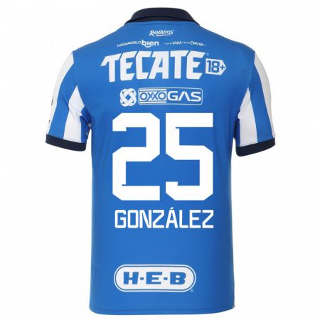 Kandiny Mujer Camiseta Jonathan González #25 Azul Blanco 1ª Equipación 2023/24 La Camisa Chile