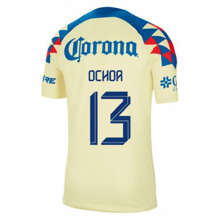 Kandiny Mujer Camiseta Guillermo Ochoa #13 Amarillo 1ª Equipación 2023/24 La Camisa Chile
