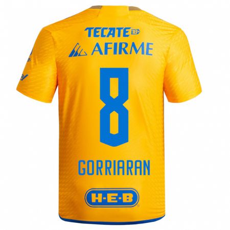 Kandiny Mujer Camiseta Fernando Gorriarán #8 Amarillo 1ª Equipación 2023/24 La Camisa Chile
