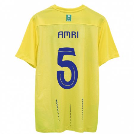 Kandiny Mujer Camiseta Abdulelah Al-Amri #5 Amarillo 1ª Equipación 2023/24 La Camisa Chile