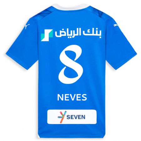 Kandiny Mujer Camiseta Rúben Neves #8 Azul 1ª Equipación 2023/24 La Camisa Chile