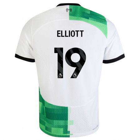 Kandiny Mujer Camiseta Harvey Elliott #19 Blanco Verde 2ª Equipación 2023/24 La Camisa Chile