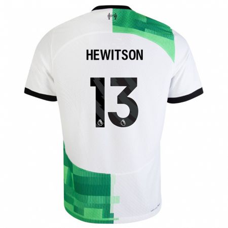 Kandiny Mujer Camiseta Luke Hewitson #13 Blanco Verde 2ª Equipación 2023/24 La Camisa Chile