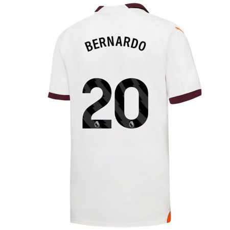 Kandiny Mujer Camiseta Bernardo Silva #20 Blanco 2ª Equipación 2023/24 La Camisa Chile