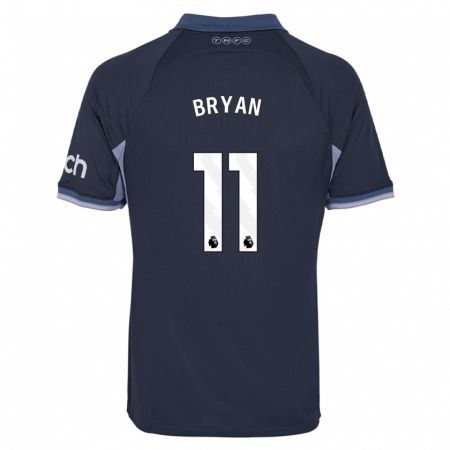 Kandiny Mujer Camiseta Bryan Gil #11 Azul Oscuro 2ª Equipación 2023/24 La Camisa Chile