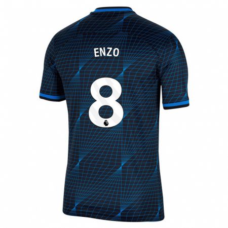 Kandiny Mujer Camiseta Enzo Fernández #8 Azul Oscuro 2ª Equipación 2023/24 La Camisa Chile