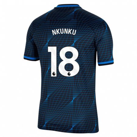 Kandiny Mujer Camiseta Christopher Nkunku #18 Azul Oscuro 2ª Equipación 2023/24 La Camisa Chile