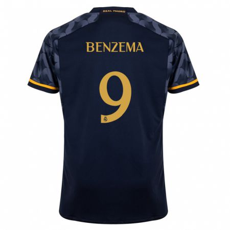 Kandiny Mujer Camiseta Karim Benzema #9 Azul Oscuro 2ª Equipación 2023/24 La Camisa Chile