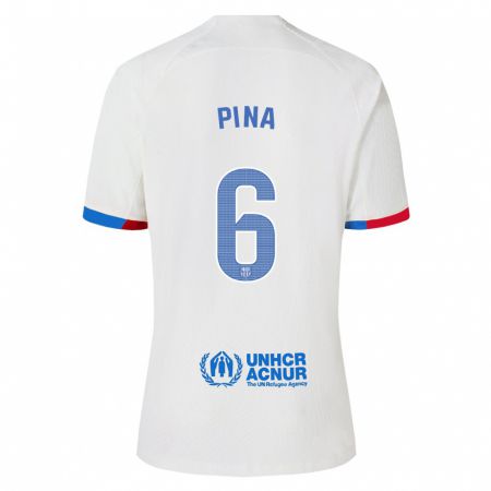 Kandiny Mujer Camiseta Claudia Pina #6 Blanco 2ª Equipación 2023/24 La Camisa Chile