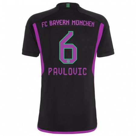 Kandiny Mujer Camiseta Aleksandar Pavlovic #6 Negro 2ª Equipación 2023/24 La Camisa Chile