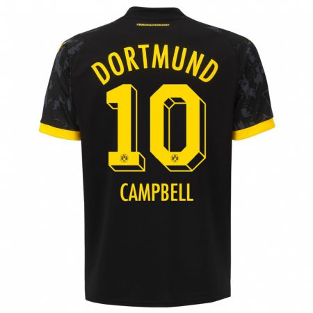 Kandiny Mujer Camiseta Cole Campbell #10 Negro 2ª Equipación 2023/24 La Camisa Chile