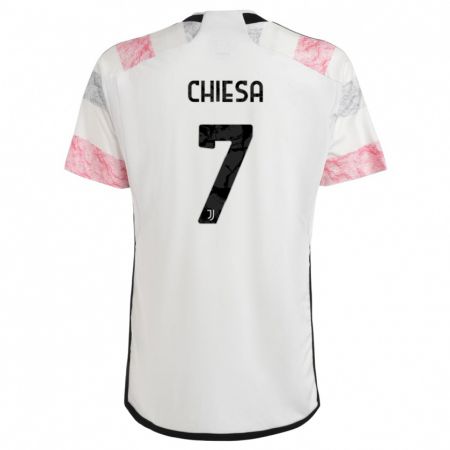 Kandiny Mujer Camiseta Federico Chiesa #7 Blanco Rosa 2ª Equipación 2023/24 La Camisa Chile