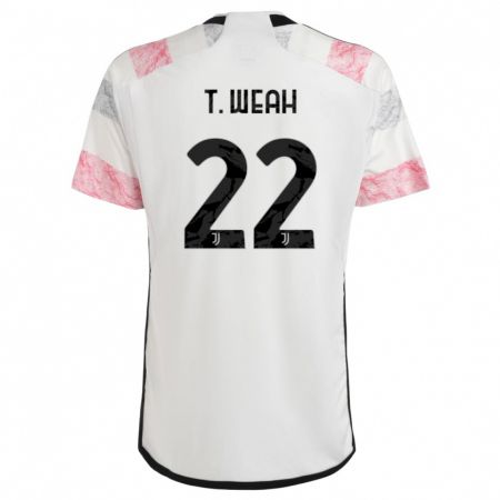 Kandiny Mujer Camiseta Timothy Weah #22 Blanco Rosa 2ª Equipación 2023/24 La Camisa Chile