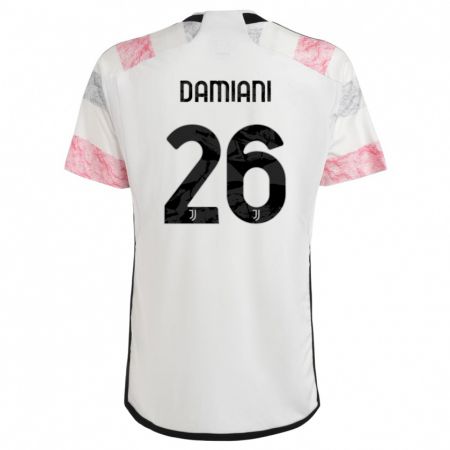 Kandiny Mujer Camiseta Samuele Damiani #26 Blanco Rosa 2ª Equipación 2023/24 La Camisa Chile