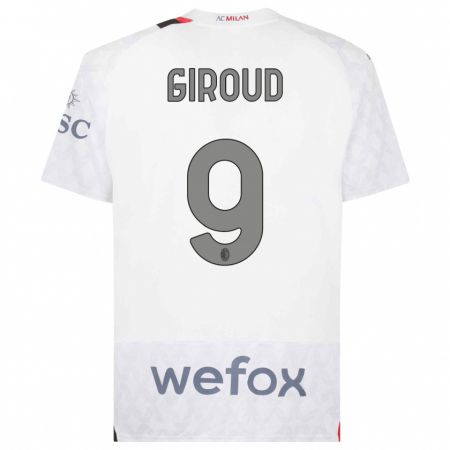 Kandiny Mujer Camiseta Olivier Giroud #9 Blanco 2ª Equipación 2023/24 La Camisa Chile