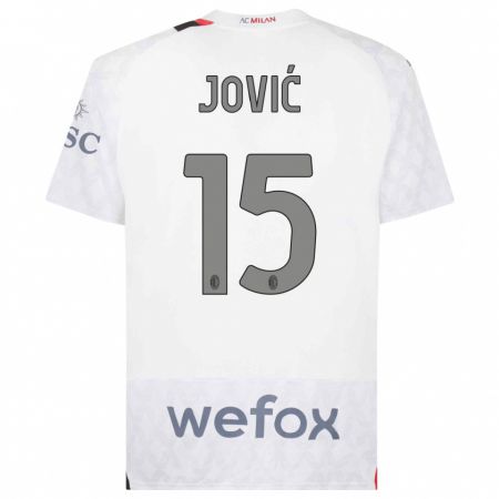 Kandiny Mujer Camiseta Luka Jovic #15 Blanco 2ª Equipación 2023/24 La Camisa Chile