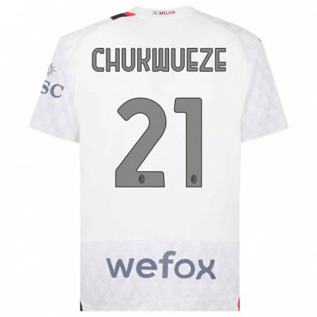 Kandiny Mujer Camiseta Samuel Chukwueze #21 Blanco 2ª Equipación 2023/24 La Camisa Chile