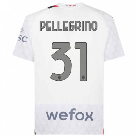 Kandiny Mujer Camiseta Marco Pellegrino #31 Blanco 2ª Equipación 2023/24 La Camisa Chile