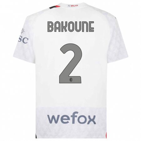 Kandiny Mujer Camiseta Adam Bakoune #2 Blanco 2ª Equipación 2023/24 La Camisa Chile