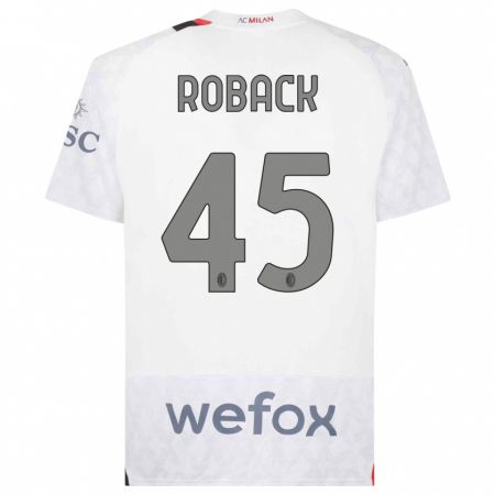 Kandiny Mujer Camiseta Emil Roback #45 Blanco 2ª Equipación 2023/24 La Camisa Chile
