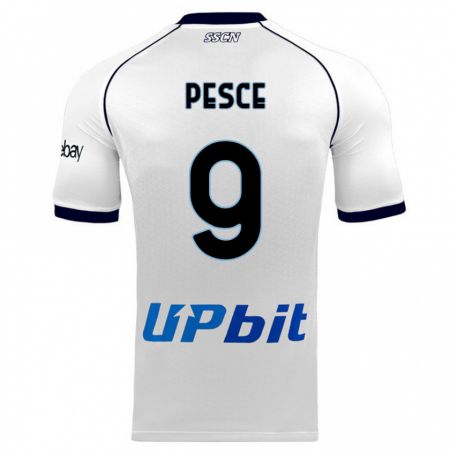 Kandiny Mujer Camiseta Antonio Pesce #9 Blanco 2ª Equipación 2023/24 La Camisa Chile