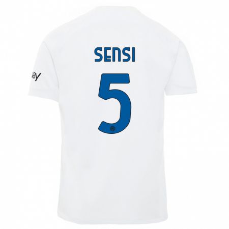 Kandiny Mujer Camiseta Stefano Sensi #5 Blanco 2ª Equipación 2023/24 La Camisa Chile