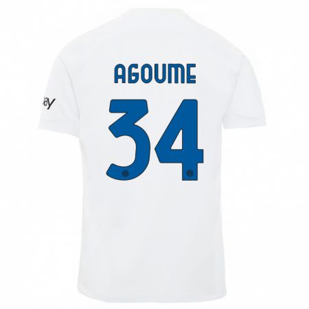 Kandiny Mujer Camiseta Lucien Agoumé #34 Blanco 2ª Equipación 2023/24 La Camisa Chile