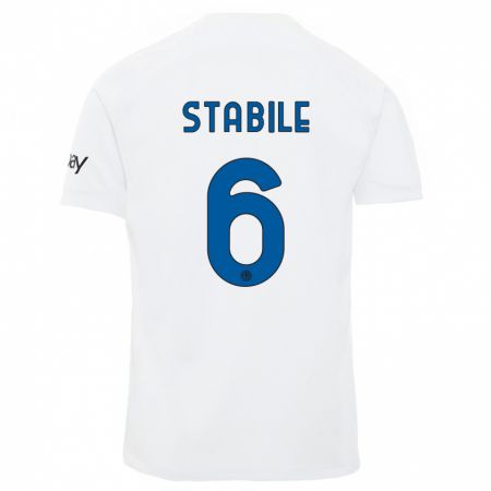 Kandiny Mujer Camiseta Giacomo Stabile #6 Blanco 2ª Equipación 2023/24 La Camisa Chile