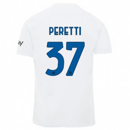 Kandiny Mujer Camiseta Lorenzo Peretti #37 Blanco 2ª Equipación 2023/24 La Camisa Chile