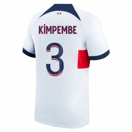 Kandiny Mujer Camiseta Presnel Kimpembe #3 Blanco 2ª Equipación 2023/24 La Camisa Chile