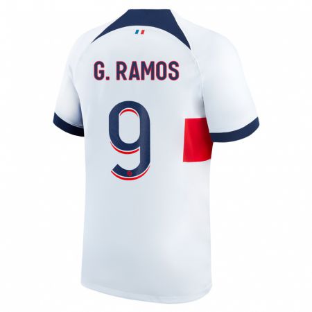 Kandiny Mujer Camiseta Gonçalo Ramos #9 Blanco 2ª Equipación 2023/24 La Camisa Chile