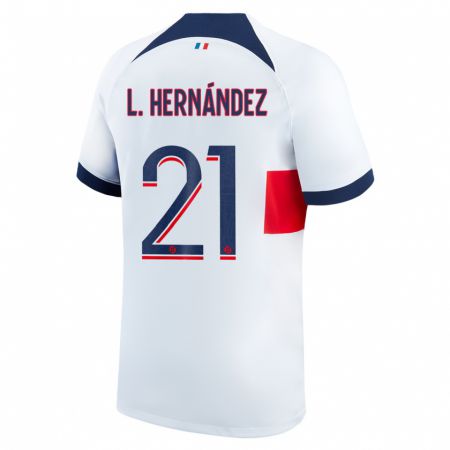 Kandiny Mujer Camiseta Lucas Hernández #21 Blanco 2ª Equipación 2023/24 La Camisa Chile