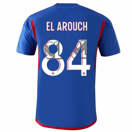 Kandiny Mujer Camiseta Mohamed El Arouch #84 Azul Rojo 2ª Equipación 2023/24 La Camisa Chile