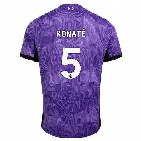 Kandiny Mujer Camiseta Ibrahima Konaté #5 Púrpura Equipación Tercera 2023/24 La Camisa Chile