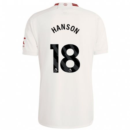Kandiny Mujer Camiseta Kirsty Hanson #18 Blanco Equipación Tercera 2023/24 La Camisa Chile