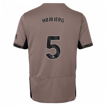 Kandiny Mujer Camiseta Pierre-Emile Højbjerg #5 Beige Obscuro Equipación Tercera 2023/24 La Camisa Chile