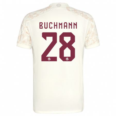 Kandiny Mujer Camiseta Tarek Buchmann #28 Blanquecino Equipación Tercera 2023/24 La Camisa Chile