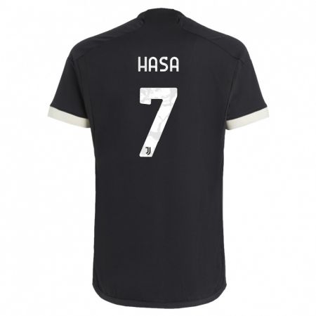 Kandiny Mujer Camiseta Luis Hasa #7 Negro Equipación Tercera 2023/24 La Camisa Chile