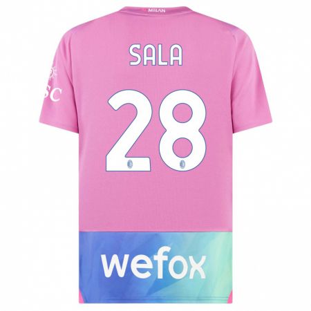 Kandiny Mujer Camiseta Emanuele Sala #28 Rosado Morado Equipación Tercera 2023/24 La Camisa Chile