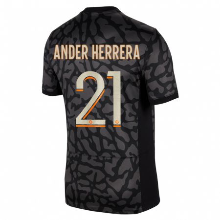 Kandiny Mujer Camiseta Ander Herrera #21 Negro Equipación Tercera 2023/24 La Camisa Chile